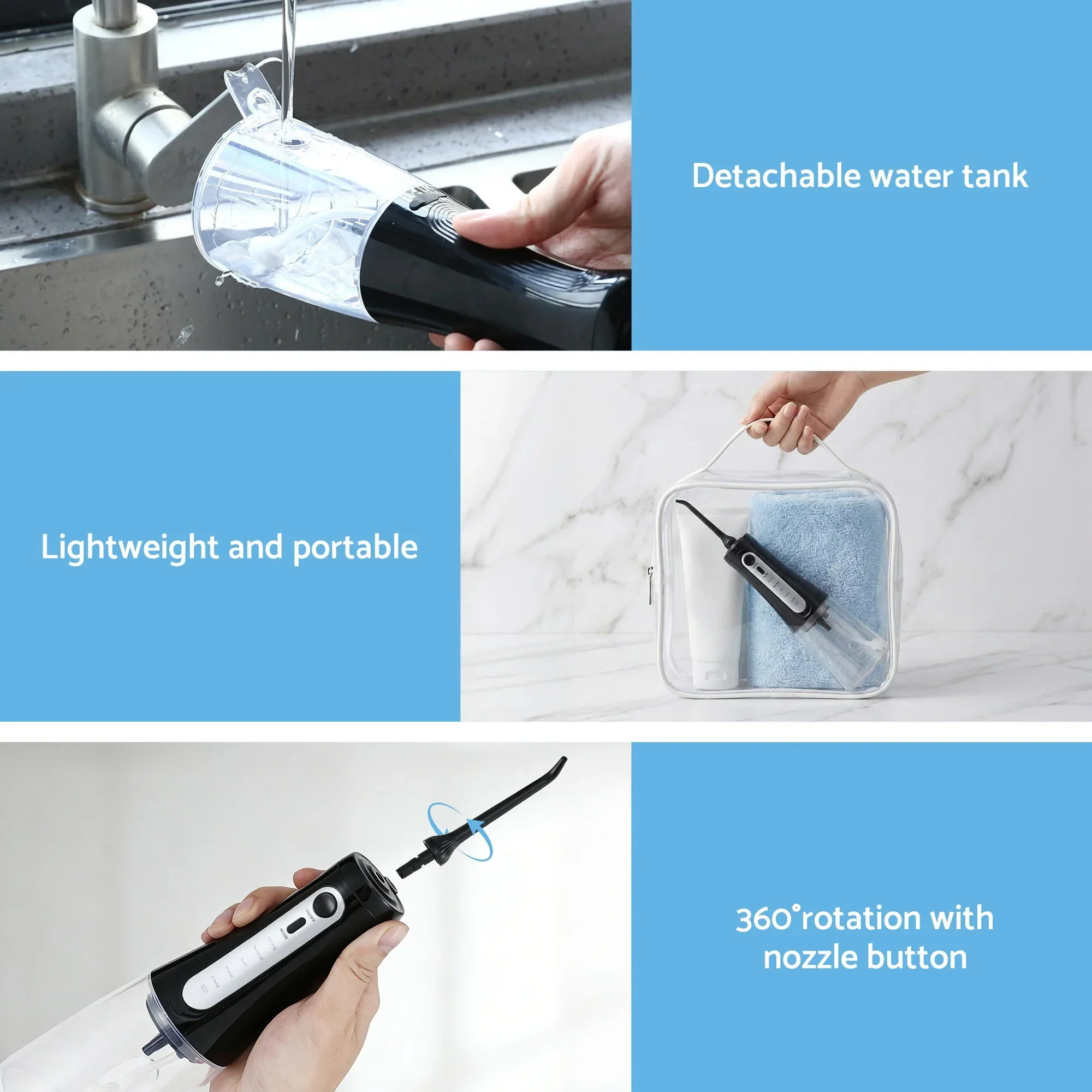 Cordless Water Flosser Dental Oral Irrigator Black - Image 8