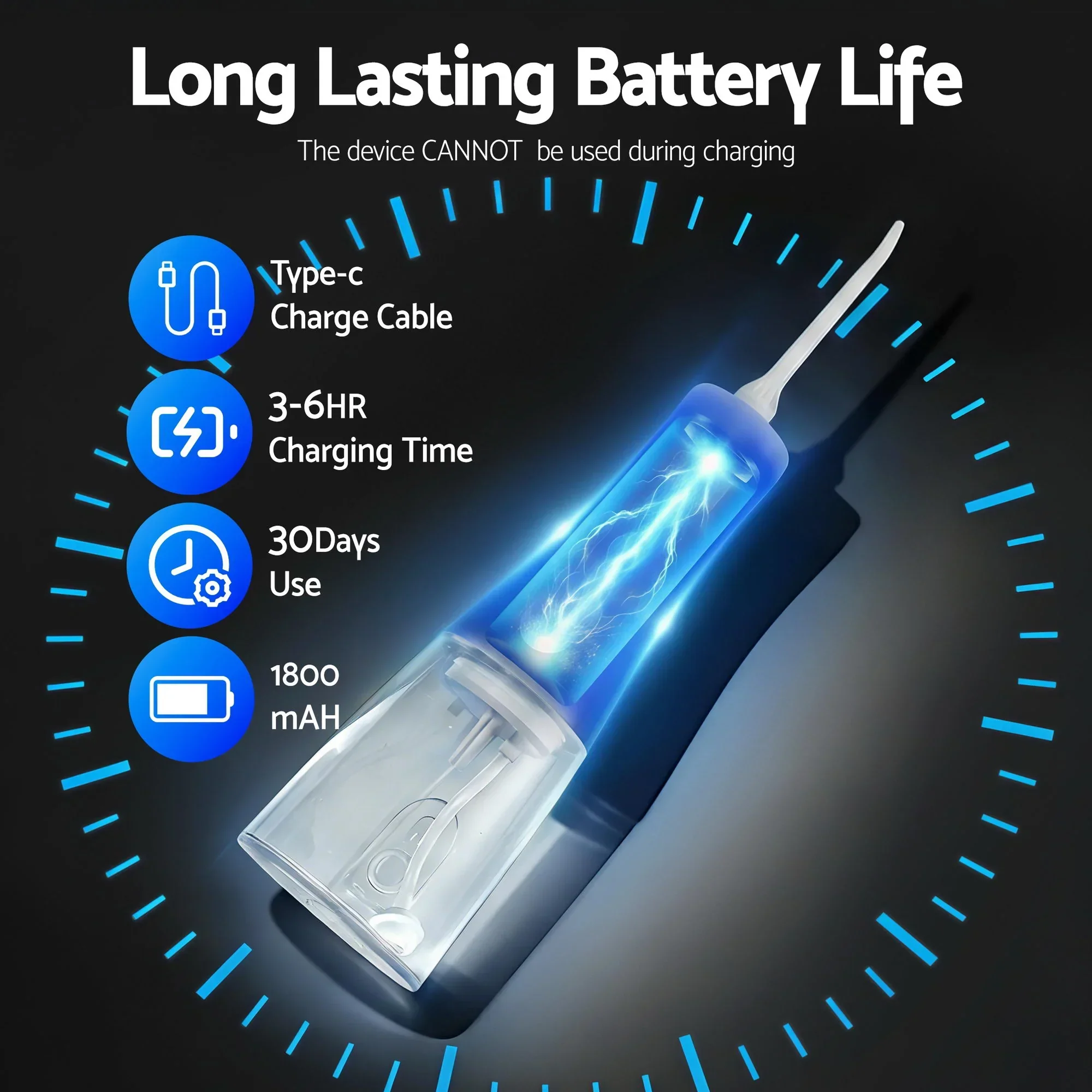 Cordless Water Flosser Dental Oral Irrigator White - Image 6