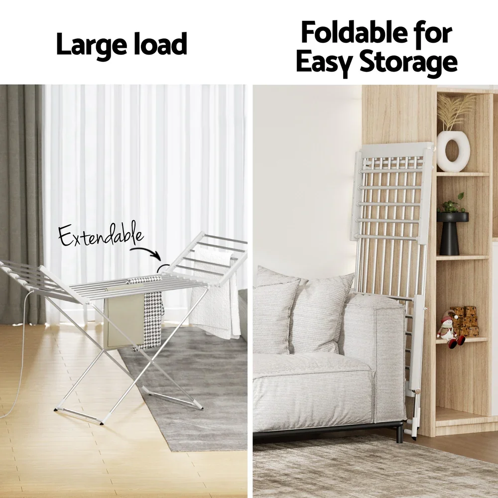 Foldable Electric Heated Towel Rail Rack with 24H Timer - Image 5