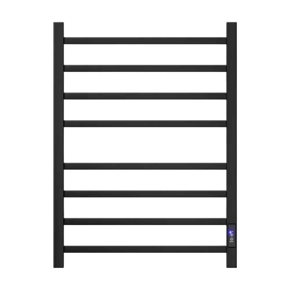 Heated Towel Rail 8 Square Bars with Timer Electric Heater Warmer Rack - Image 4