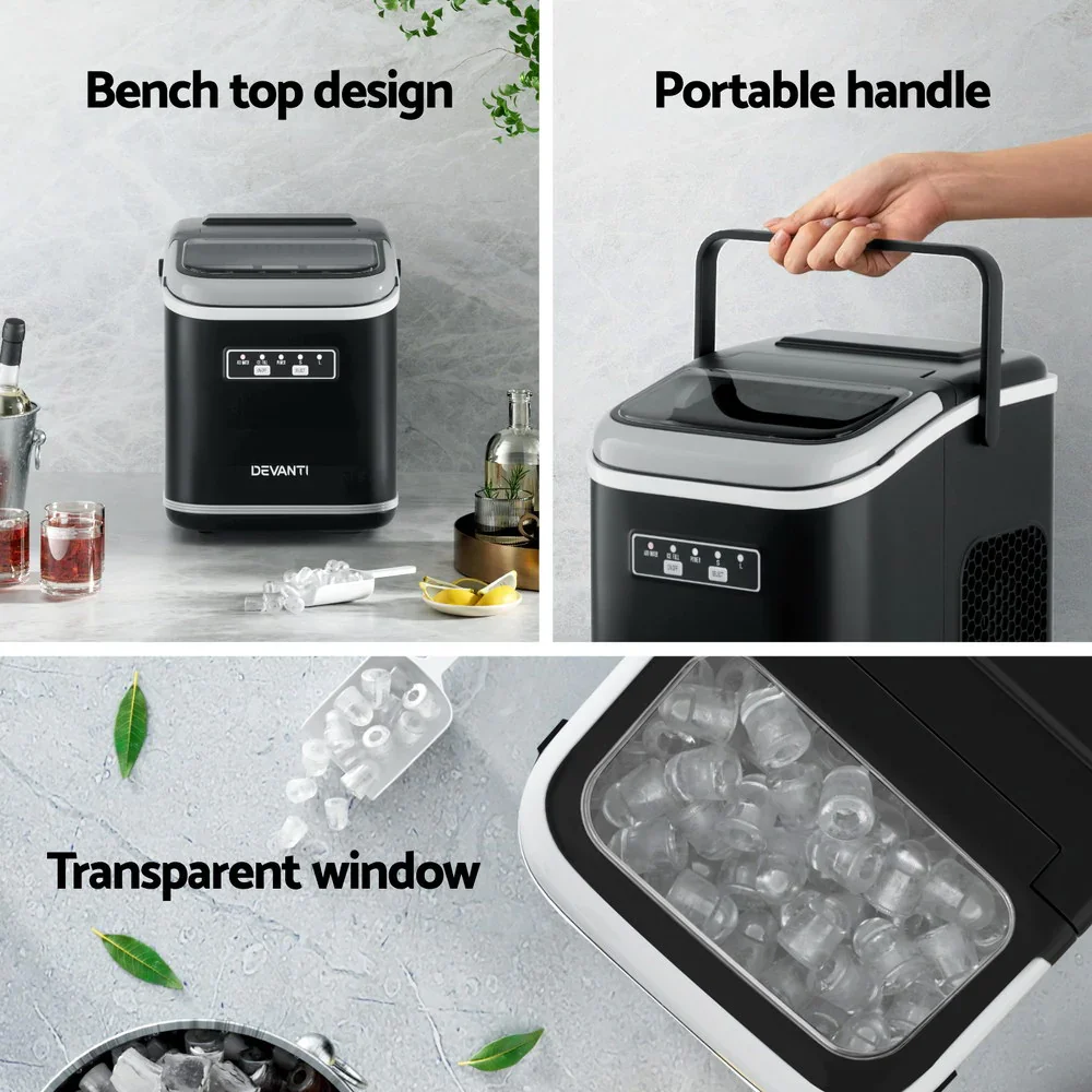 Ice Maker Machine Portable 12kg Countertop w/Self Cleaning 1.3L Black - Image 5