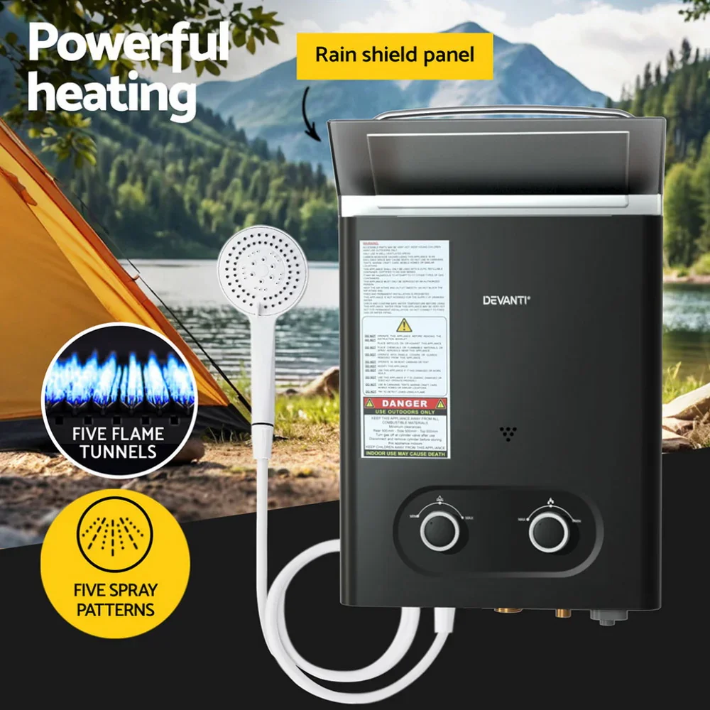 Portable Gas Water Heater LPG-powered System Black - Image 4