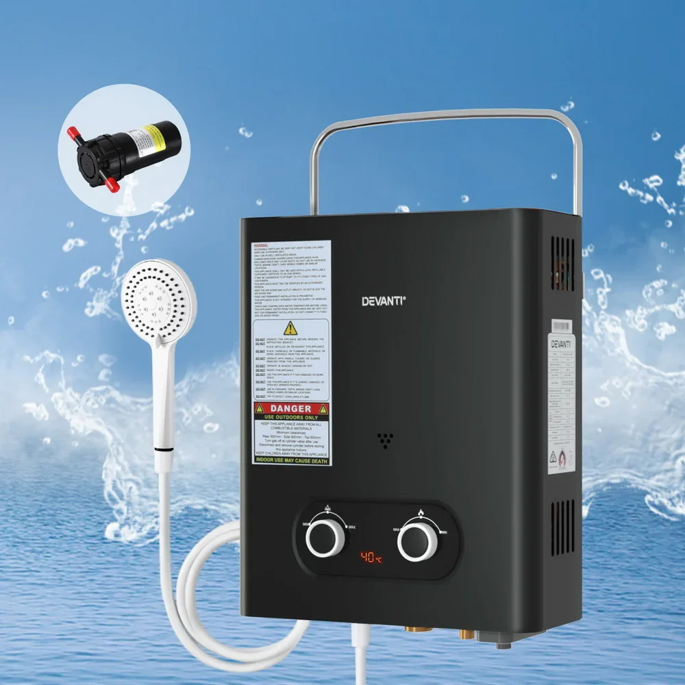 Portable Gas Water Heater LPG-powered System Black With Pump - Image 8