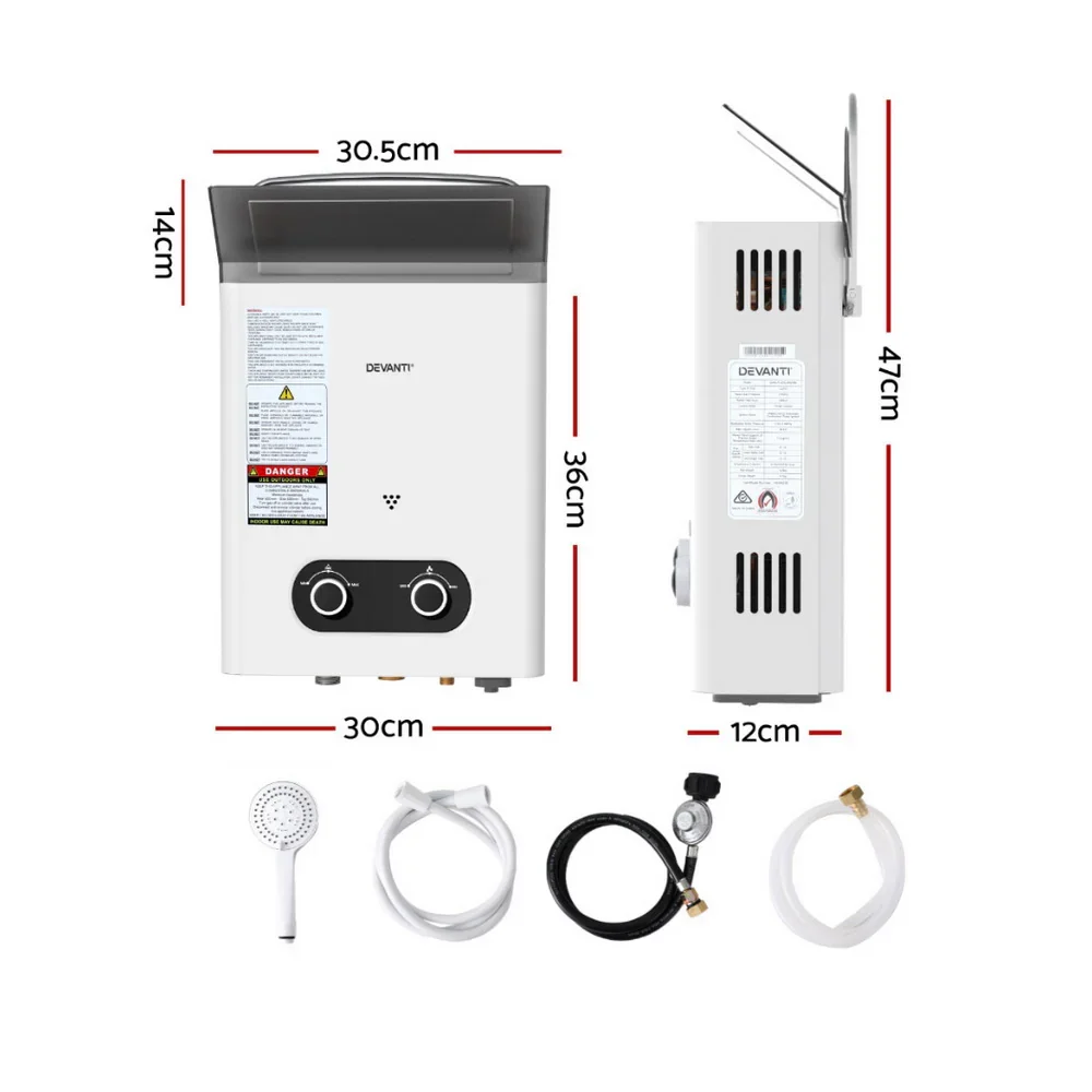 Portable Gas Water Heater Outdoor Camping Shower White - Image 2