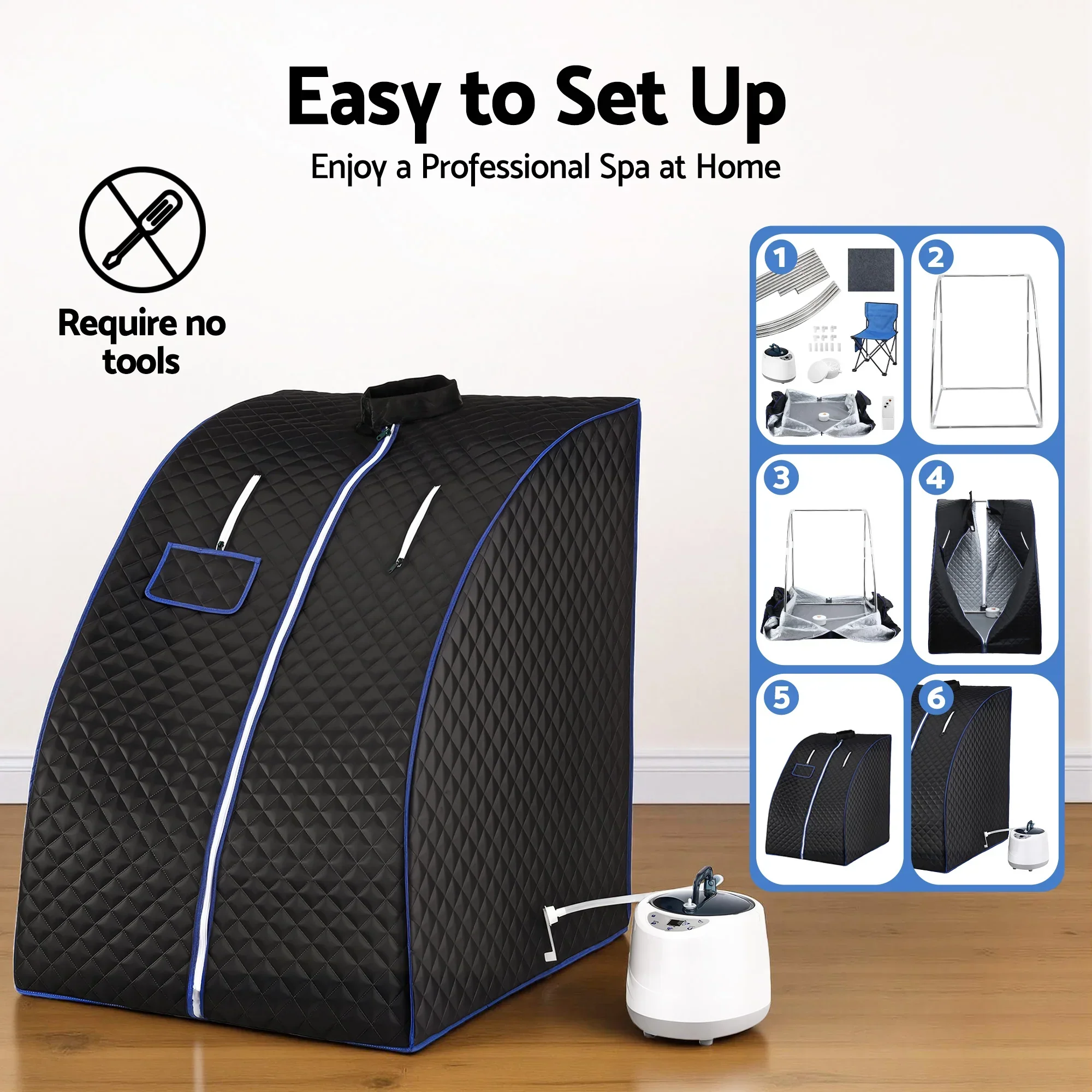 Portable Steam Sauna Tent 1000W 2L Steamer Pot Personal Home SPA Timer - Image 7