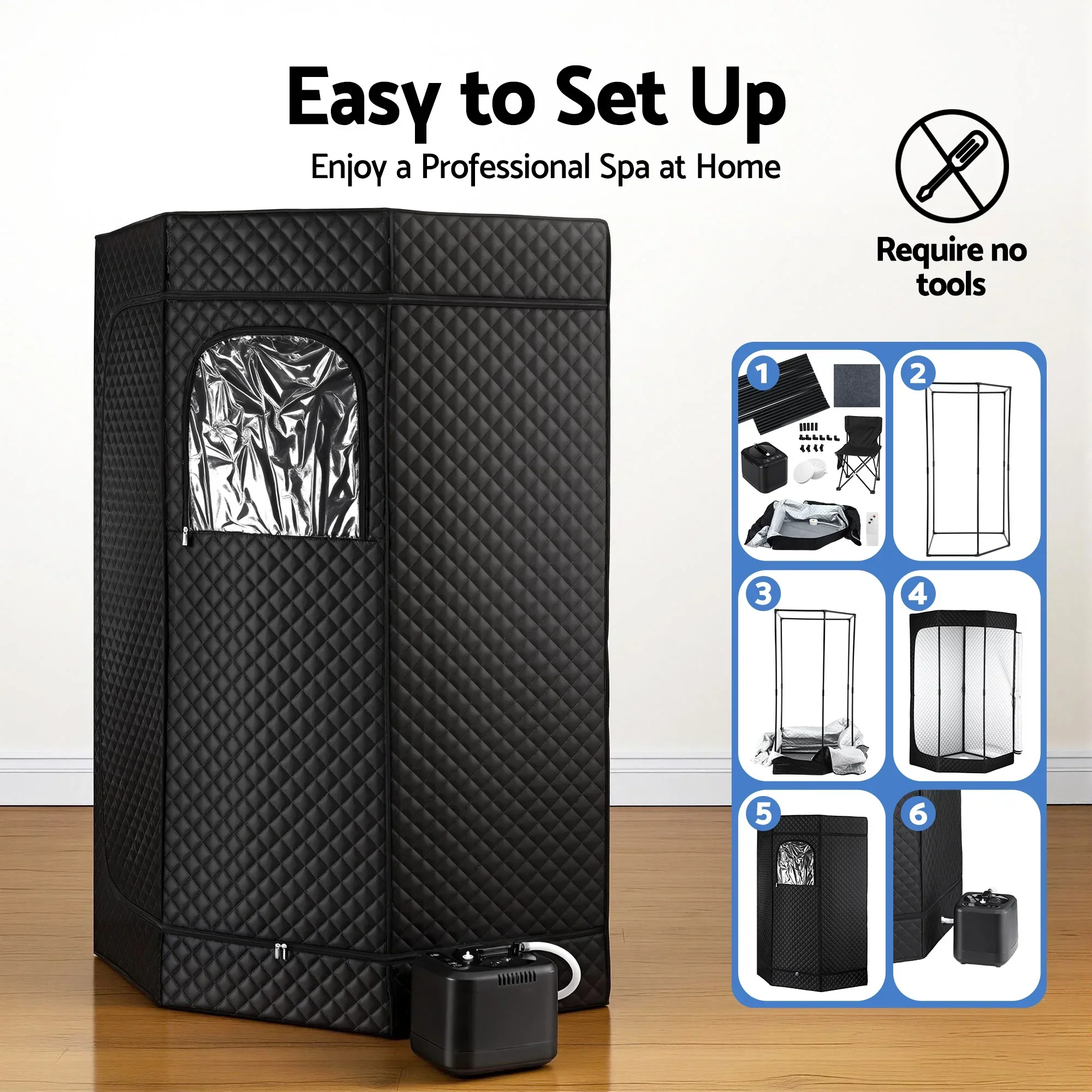 Portable Steam Sauna Tent 1000W 3L Steamer Pot Full Body Home SPA Timer - Image 5