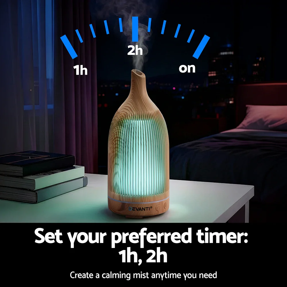 Ultrasonic Aroma Diffuser Aromatherapy 200ml LED Lights Iron Humidifier Forest Light wood grain - Image 7