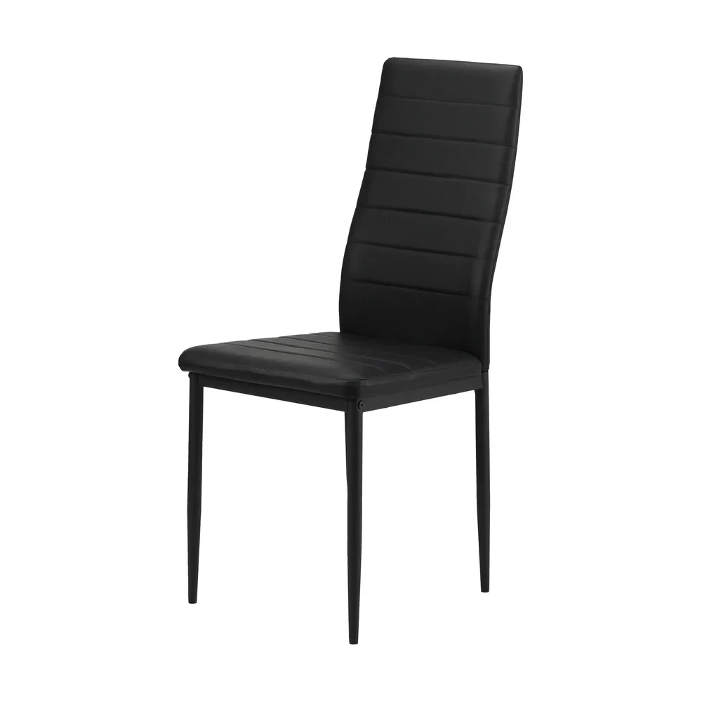 140cm Rectangle Dining Table with 6PCS Dining Chairs Wooden Black - Image 3