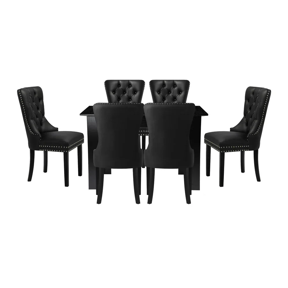 Dining Set 160cm Extendable Table with 6PCS Chairs PU Leather - Image 6