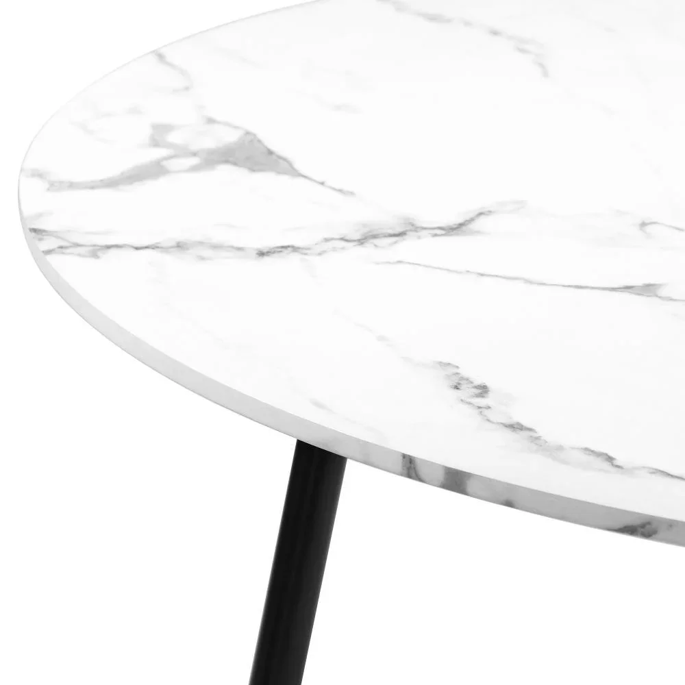 110cm Round Dining Table with 4PCS Chairs Fabric Grey - Image 5