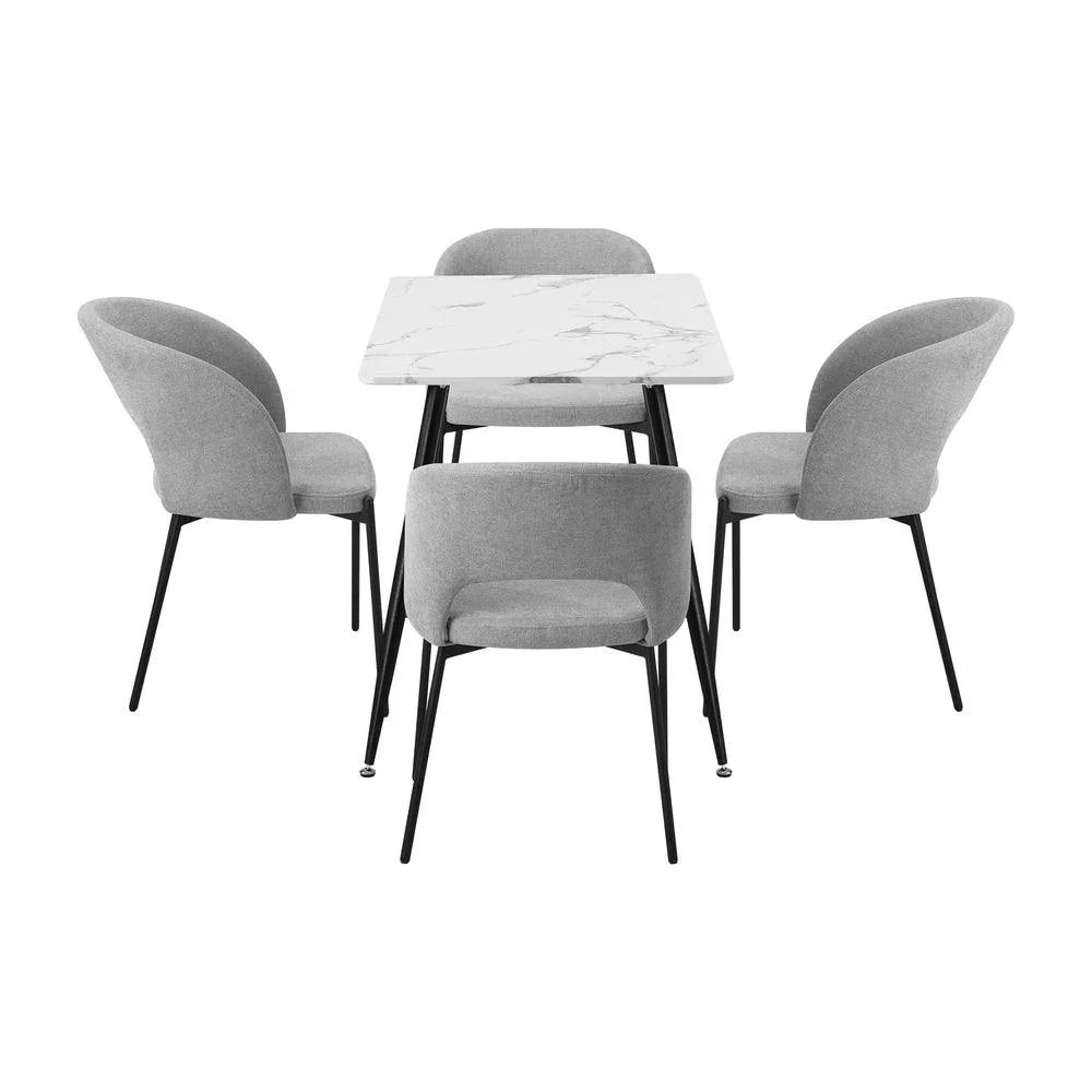120cm Rectangle Dining Table with 4PCS Chairs Fabric Grey - Image 4
