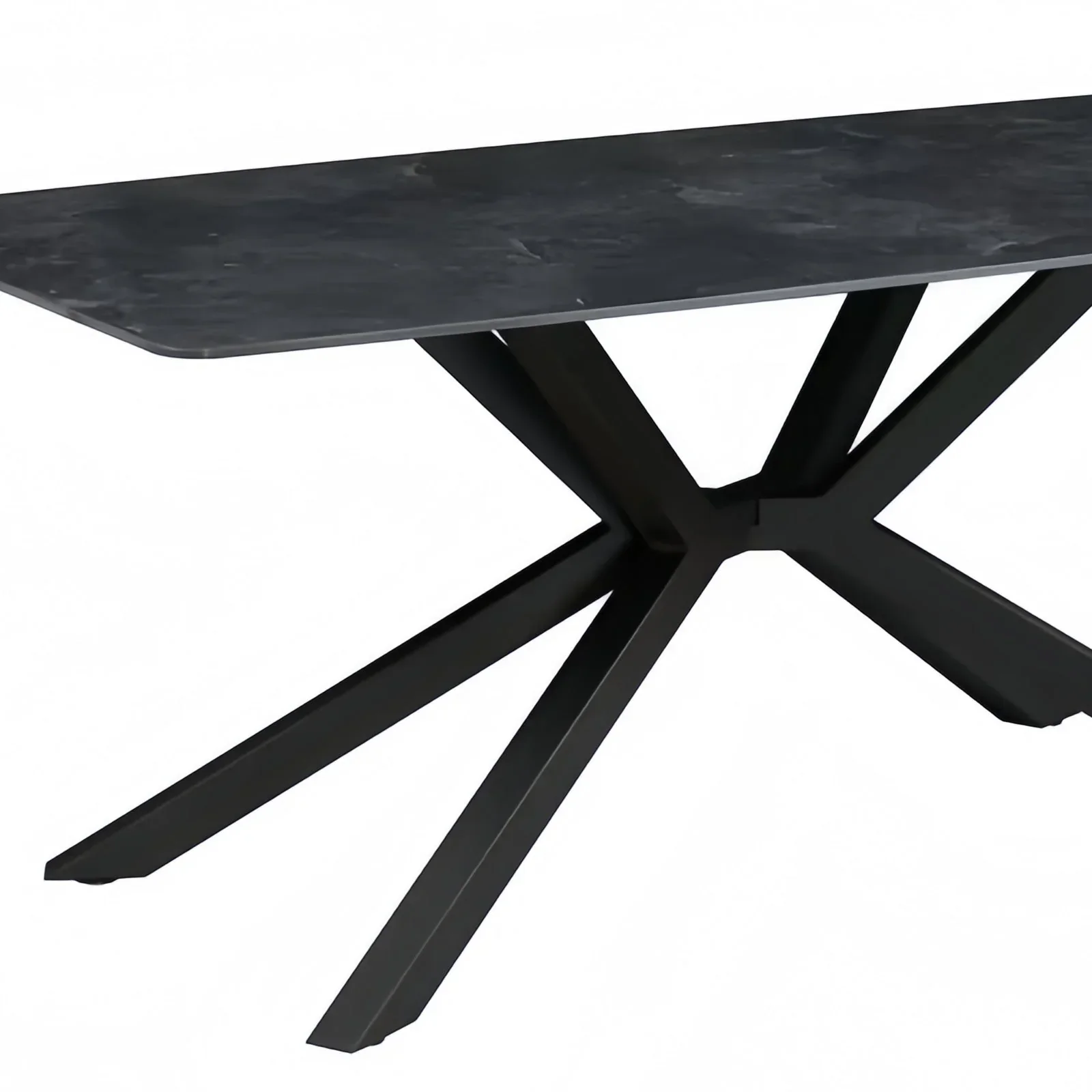 Dining Table Rectangular Shape Green Sintered Stone Top Powder Coated Iron Legs - Image 5