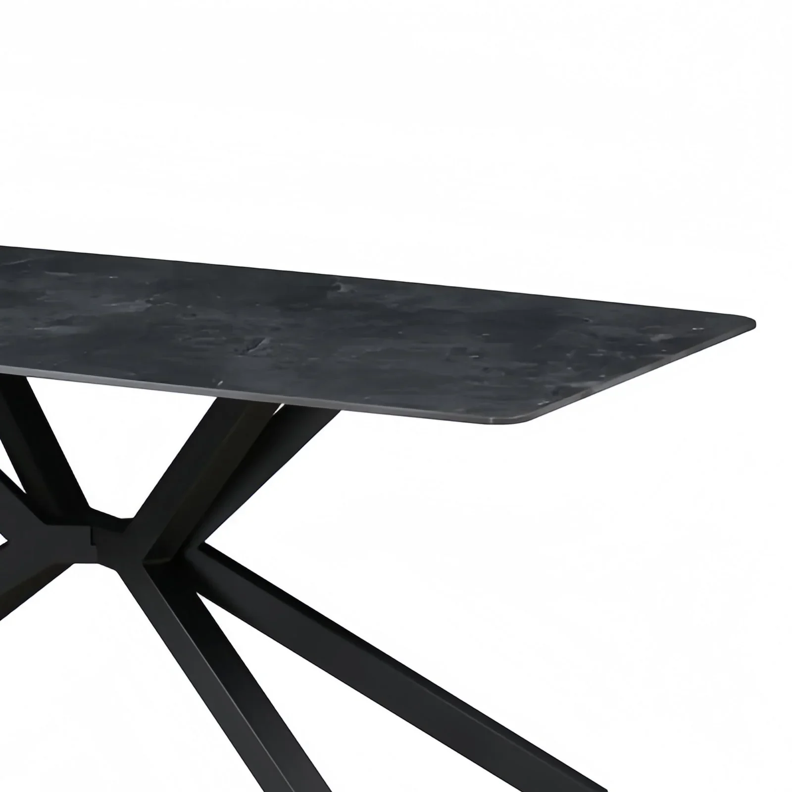 Dining Table Rectangular Shape Green Sintered Stone Top Powder Coated Iron Legs - Image 6