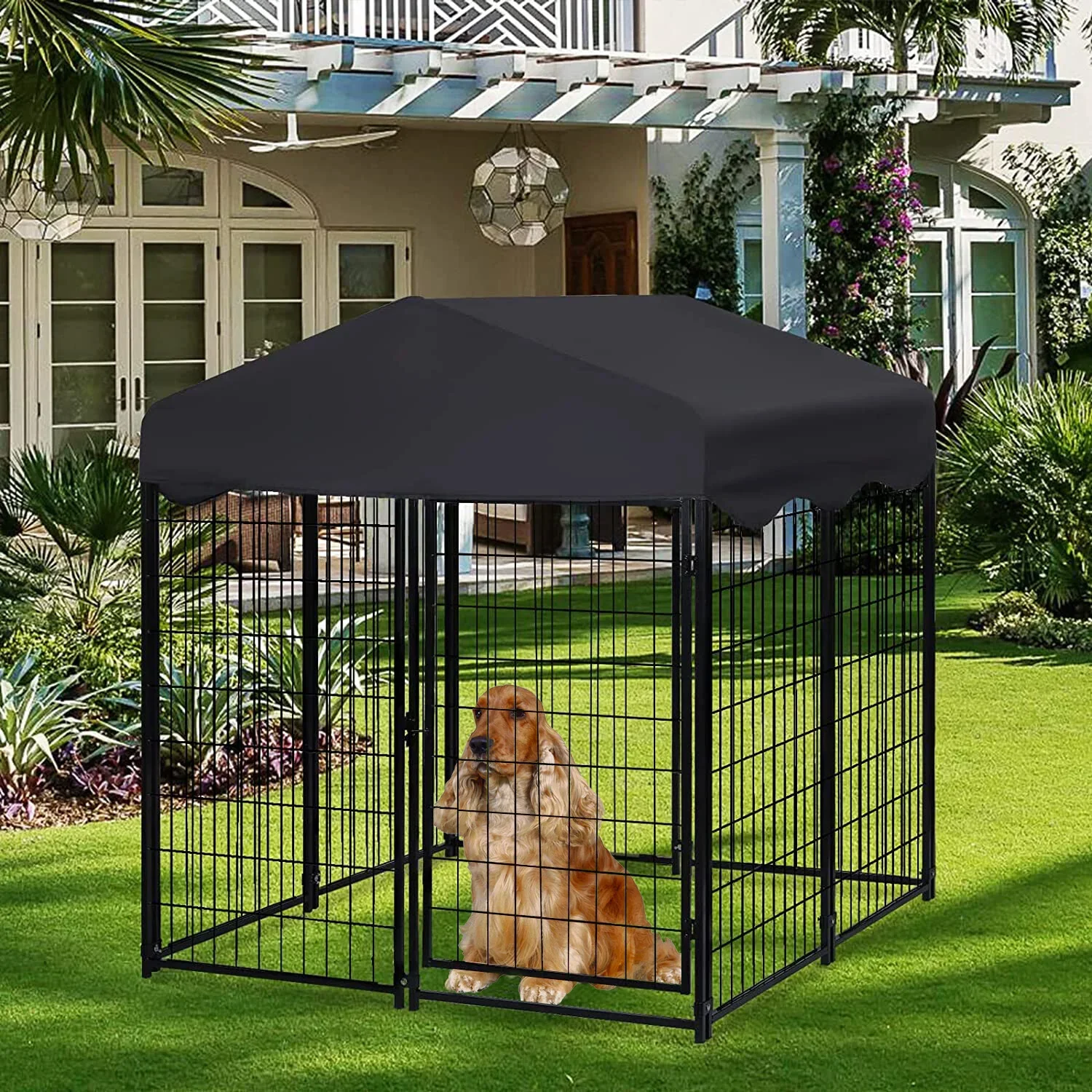 Dog Playpen House Heavy Duty Large Outdoor Dog Kennel Anti-rust Metal Pet Crate - Image 2