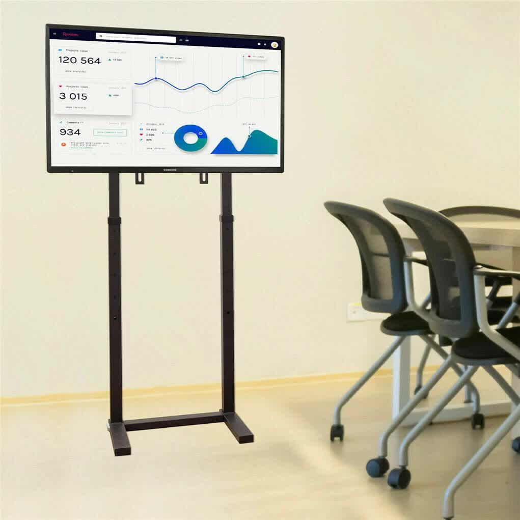 Double Pole Adjustable Tv Cart Floor Stand Mount For 32 to 65Inch - Image 3