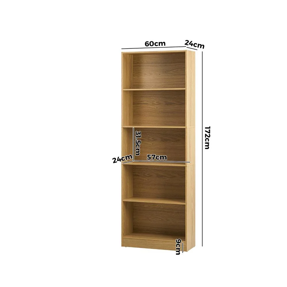 Bookshelf Display Shelf 5-Tier Natural - Image 4