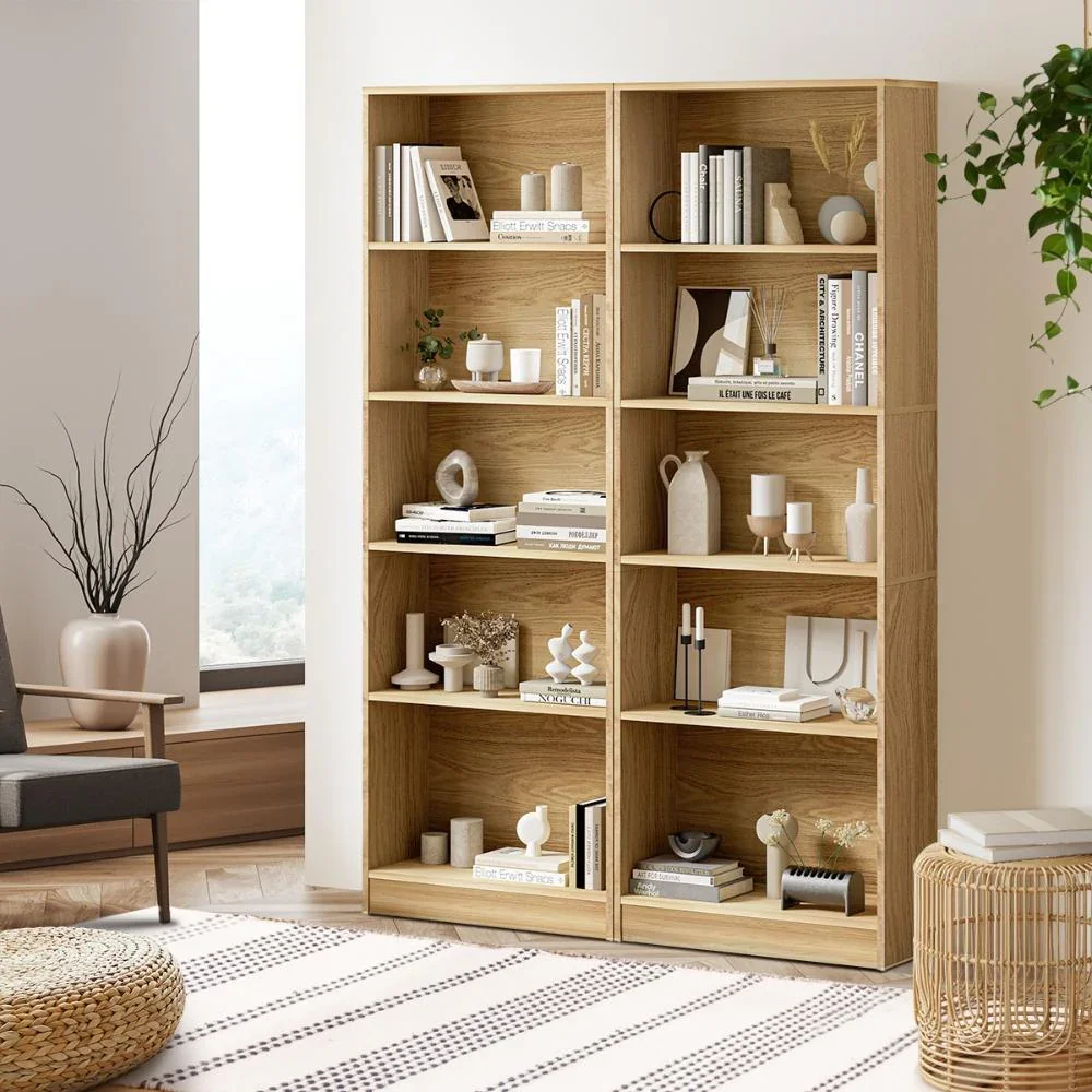 Bookshelf Display Shelf 5-Tier Natural - Image 5