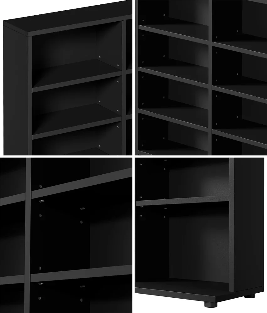 Bookshelf Display Shelf Bookcase CD Media Storage Rack Black - Image 3