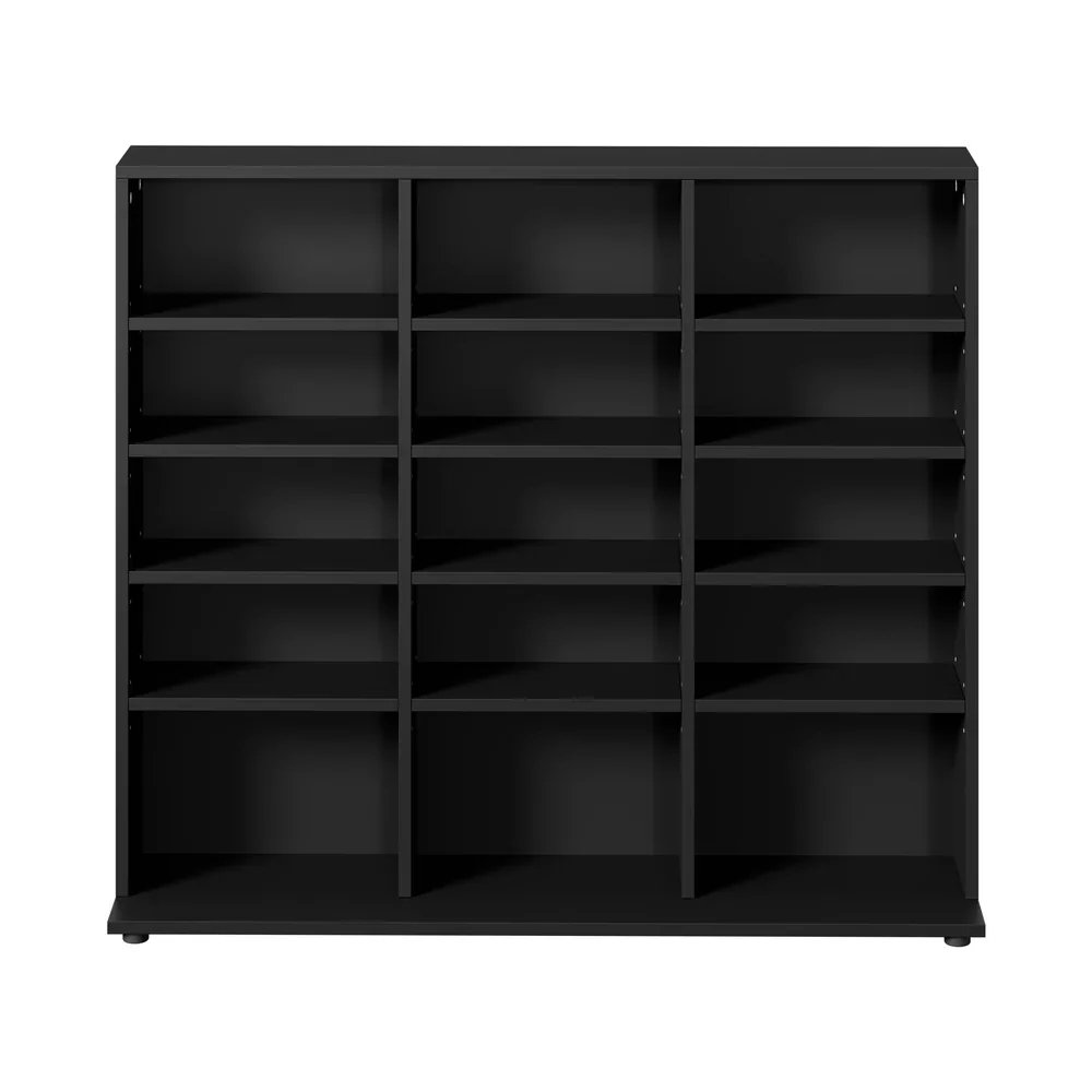 Bookshelf Display Shelf Bookcase CD Media Storage Rack Black - Image 7