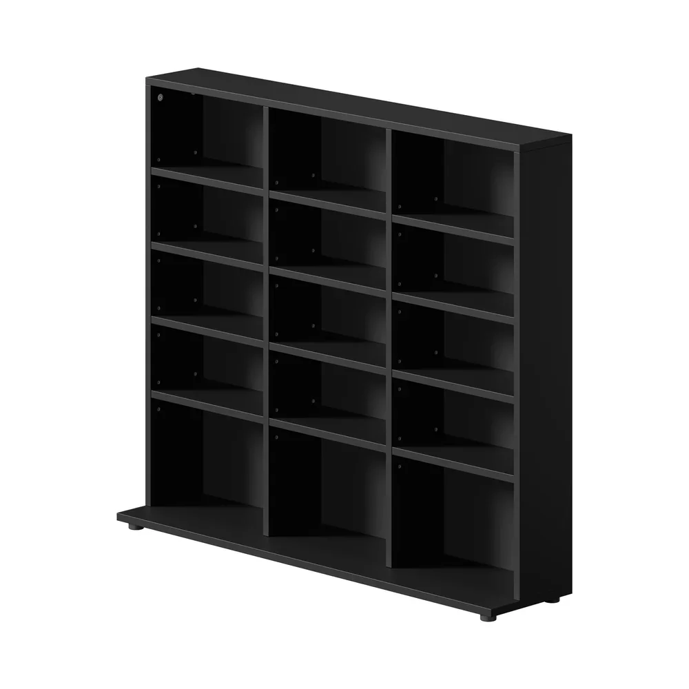 Bookshelf Display Shelf Bookcase CD Media Storage Rack Black - Image 9