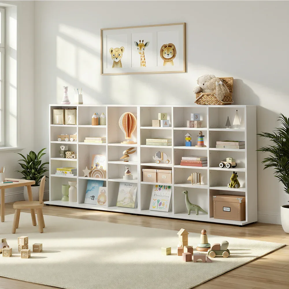 Bookshelf Display Shelf Bookcase CD Media Storage Rack White - Image 10