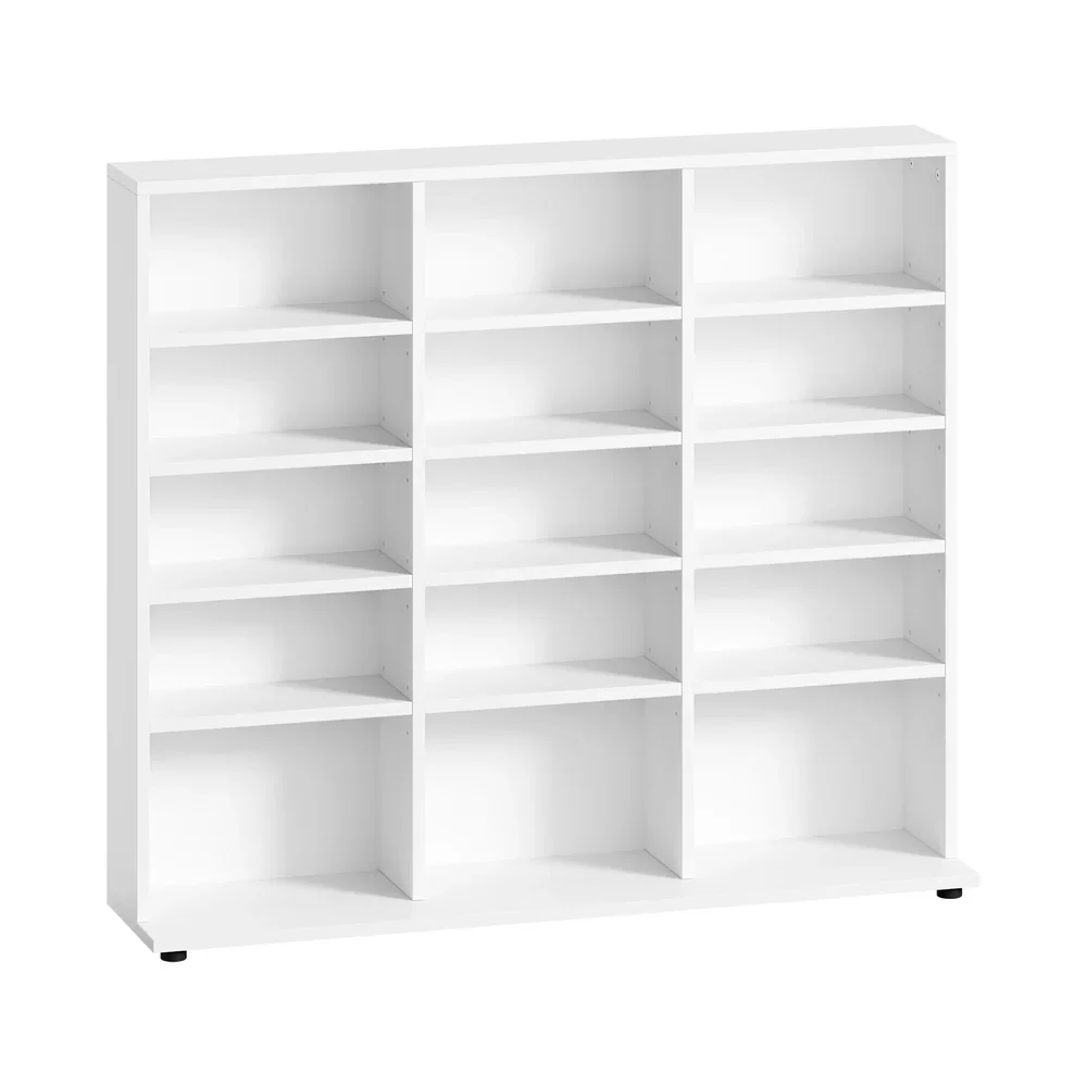 Bookshelf Display Shelf Bookcase CD Media Storage Rack White - Image 2