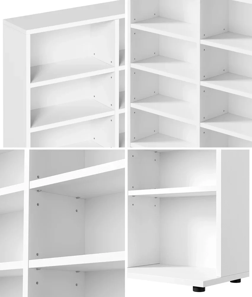Bookshelf Display Shelf Bookcase CD Media Storage Rack White - Image 3