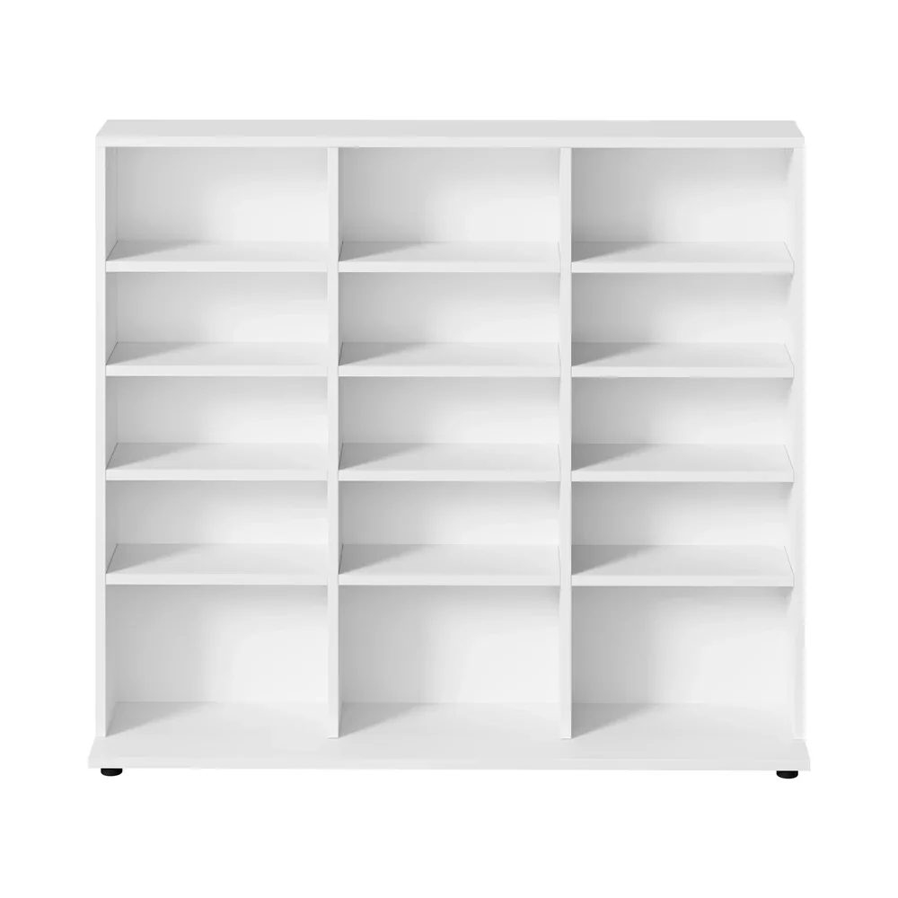 Bookshelf Display Shelf Bookcase CD Media Storage Rack White - Image 6