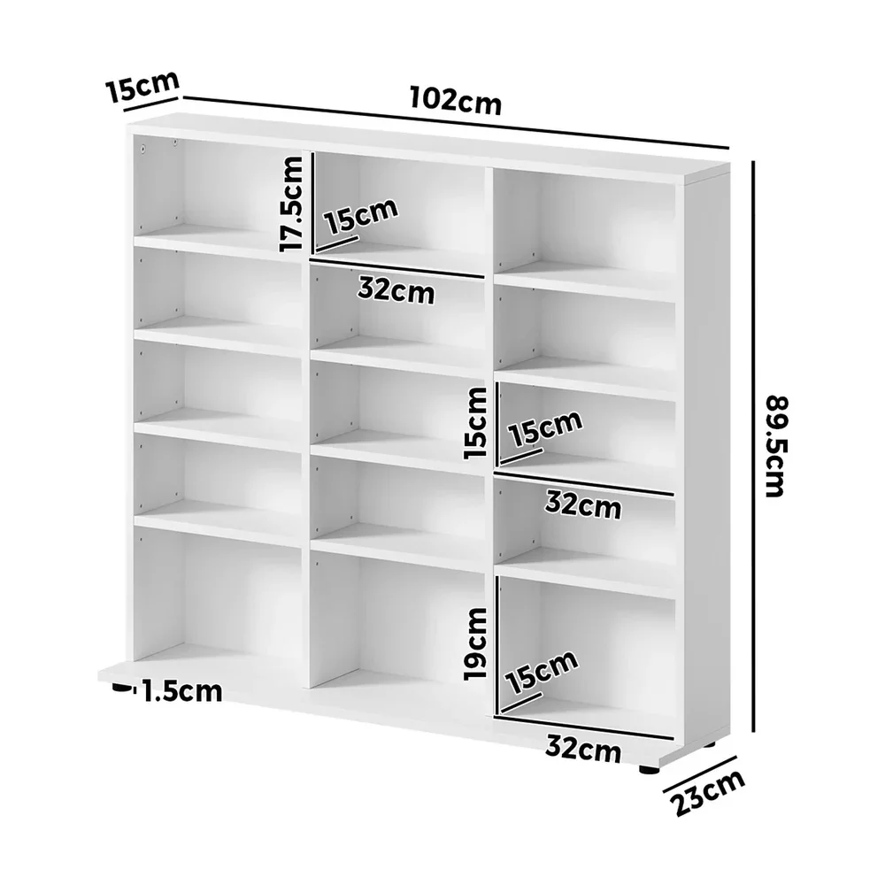 Bookshelf Display Shelf Bookcase CD Media Storage Rack White - Image 7