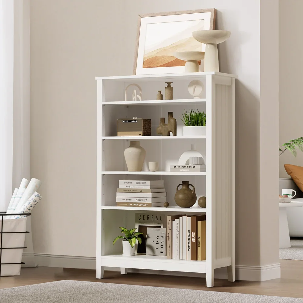 Bookshelf Bookcase Display Shelf 5-Tier Storage Cabinet White - Image 9