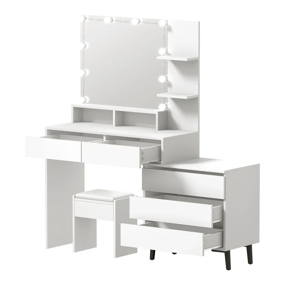 Dressing Table Stool Set 10 LED Bulbs White - Image 5