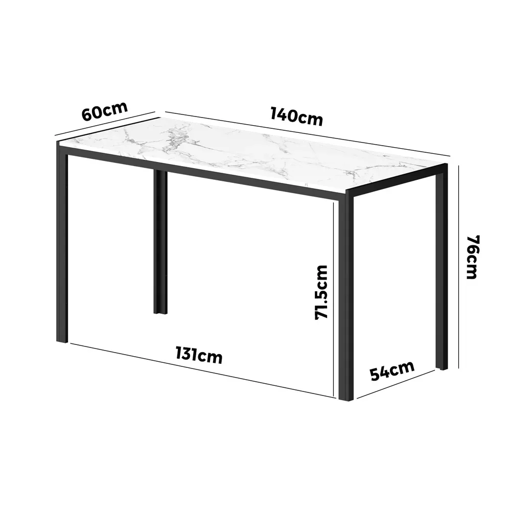 140cm Rectangular Dining Table with Metal Leg White&Black - Image 2