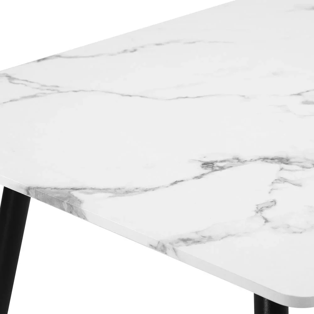 120cm Dining Table Rectangle Marble Finish Metal Legs - Image 5