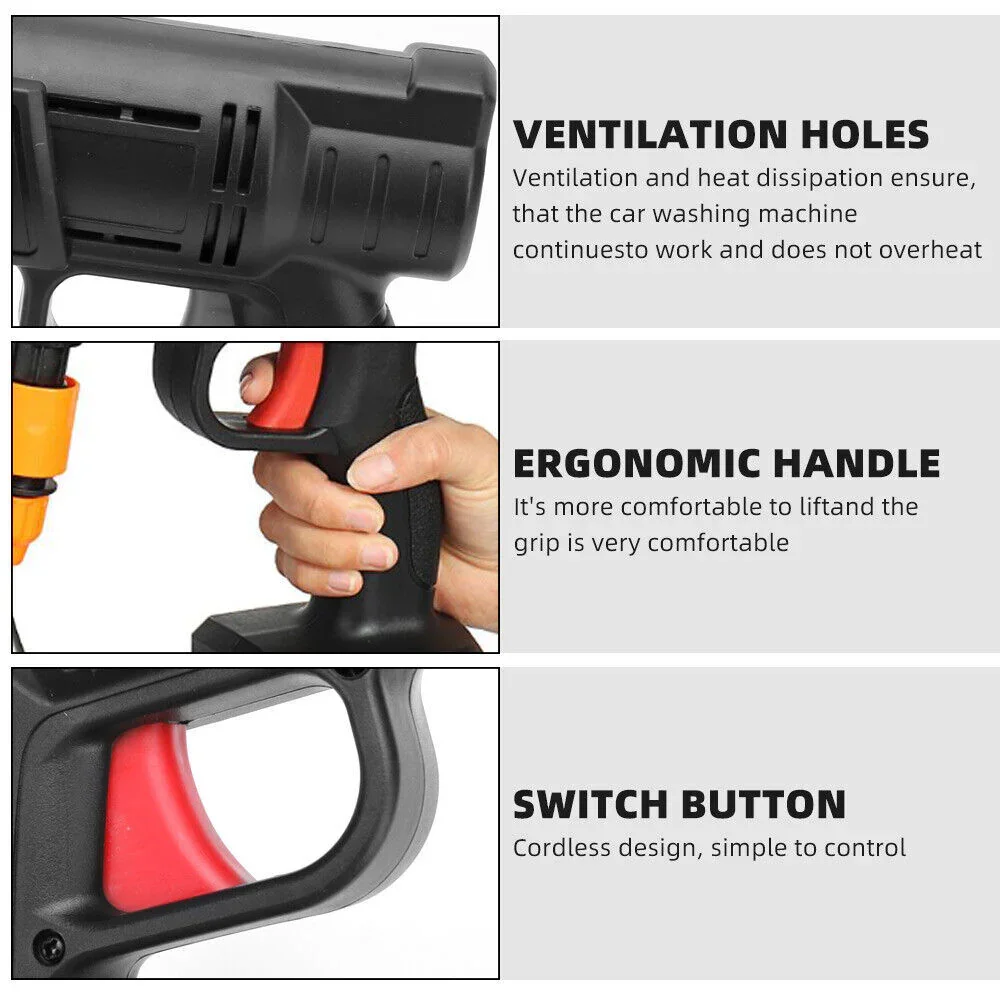 Electric Car Pressure Washer Cordless Spray Gun W/ 2 Battery Water Cleaner Tool - Image 8