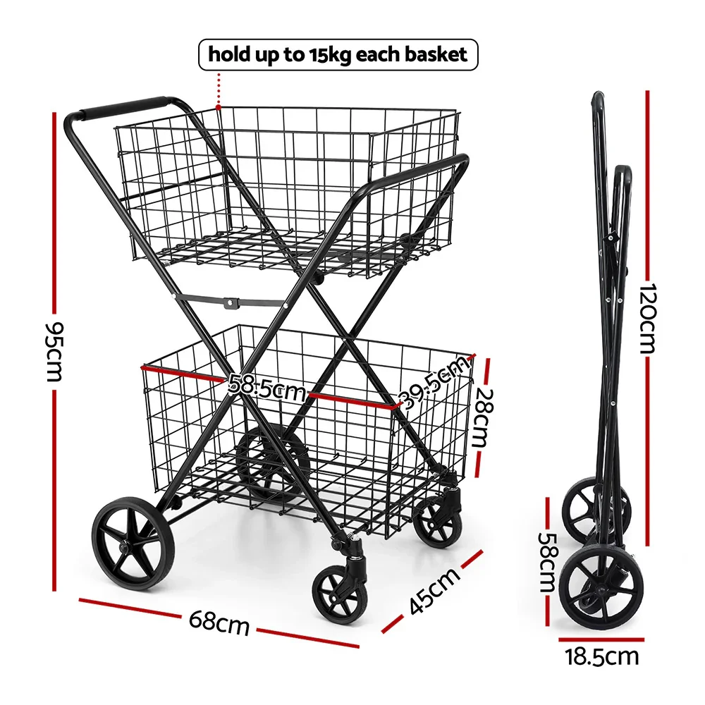 Foldable Shopping Trolley Cart - Image 2