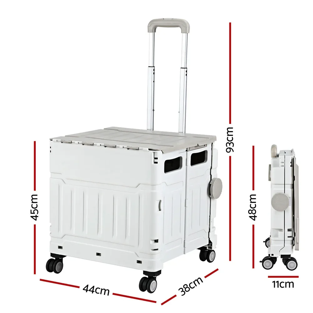 Shopping Trolley Cart 75L Foldable White - Image 2