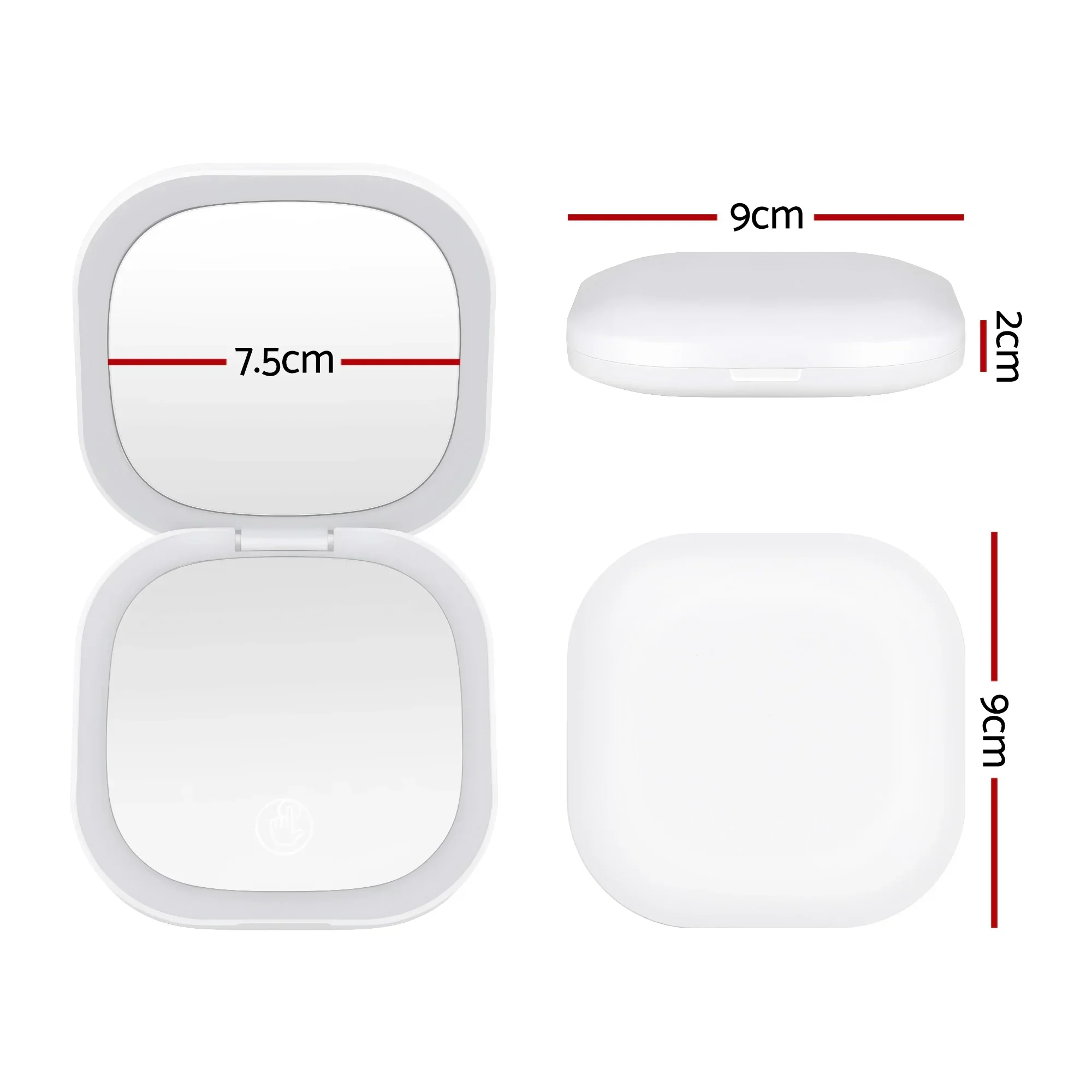 LED Compact Mirror Lighted Travel Makeup Mirror Pocket-Sized 1x 10x Magnification Square White - Image 2