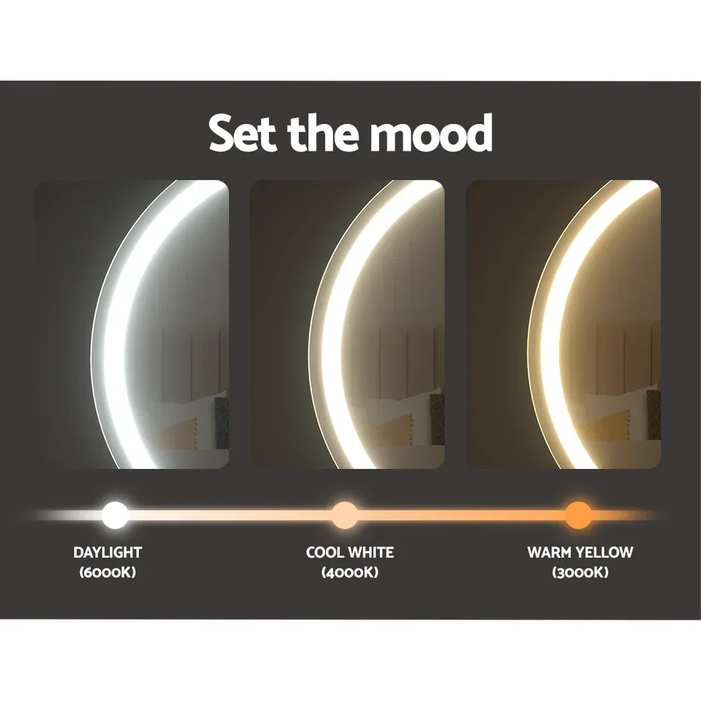Makeup Mirror 40x40cm Hollywood Vanity with LED Light Tabletop Round - Image 7