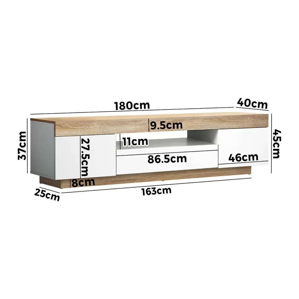 TV Cabinet Entertainment Unit RGB LED 180cm - Image 4