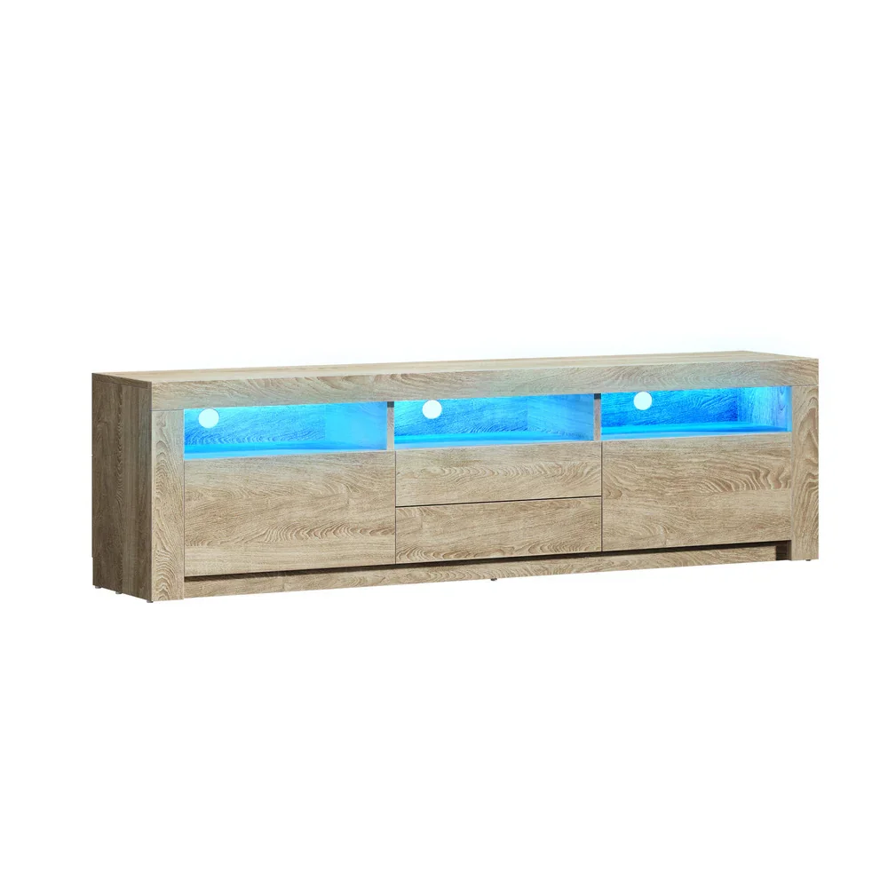 TV Cabinet Entertainment Unit Stand RGB LED Oak 180cm - Image 8