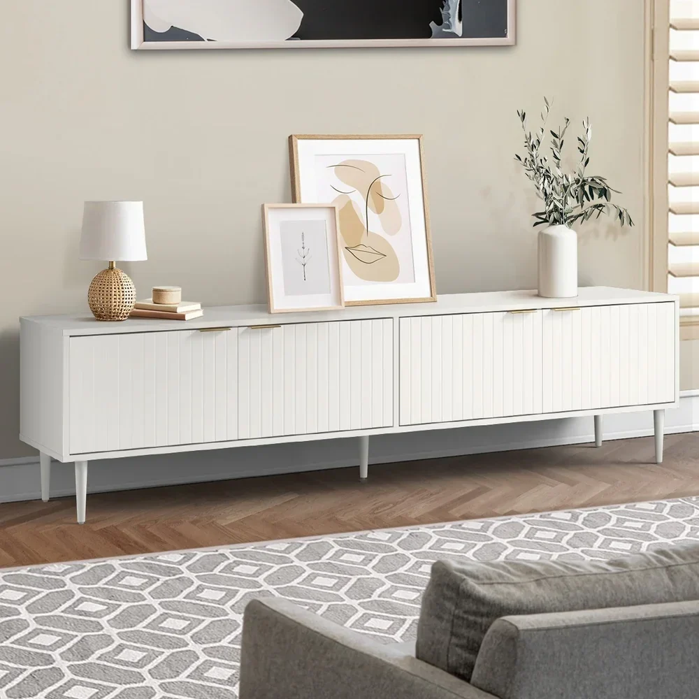 TV Cabinet Entertainment Unit Four Door 180cm White - Image 5