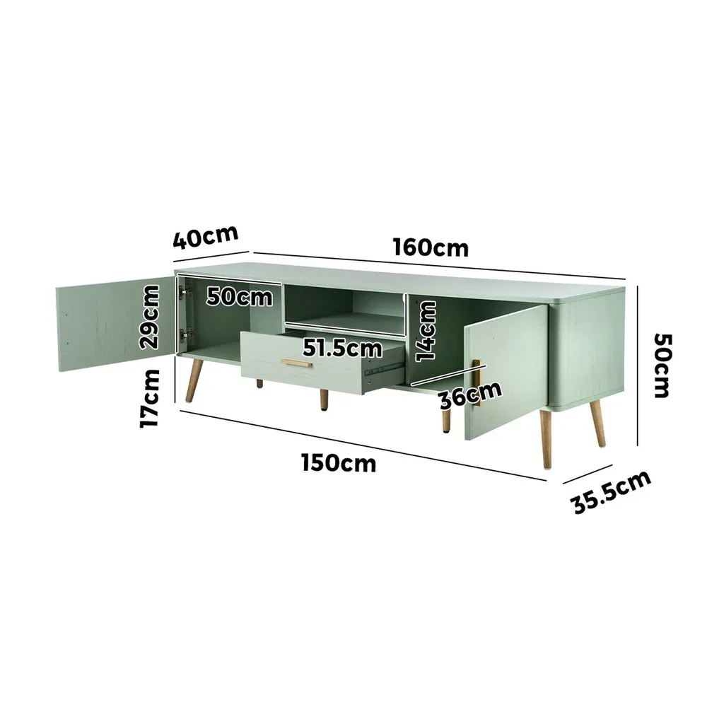 TV Cabinet Entertainment Unit Stand 160cm Green - Image 5