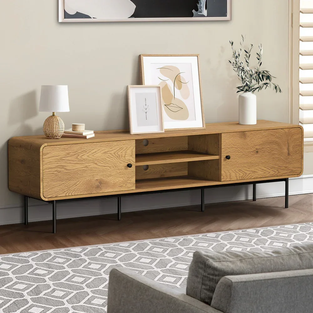 TV Cabinet Entertainment Unit Stand 180cm Oak - Image 10