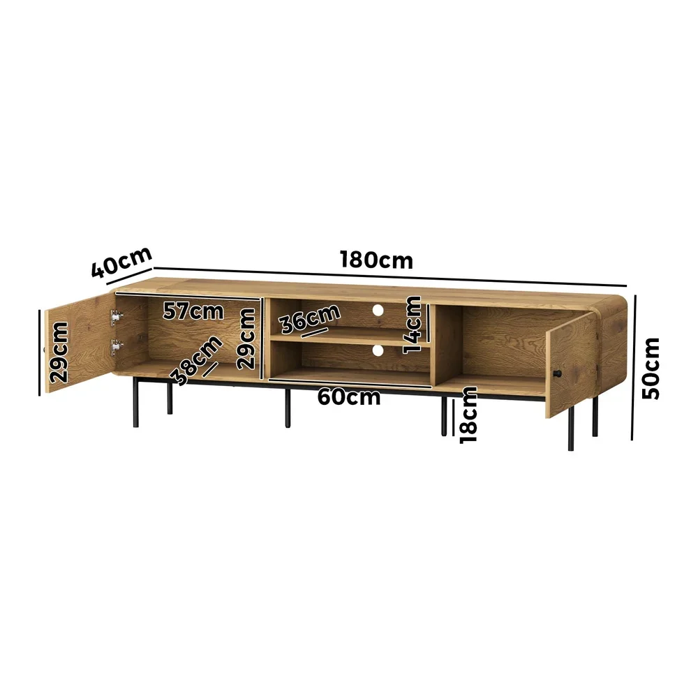 TV Cabinet Entertainment Unit Stand 180cm Oak - Image 9