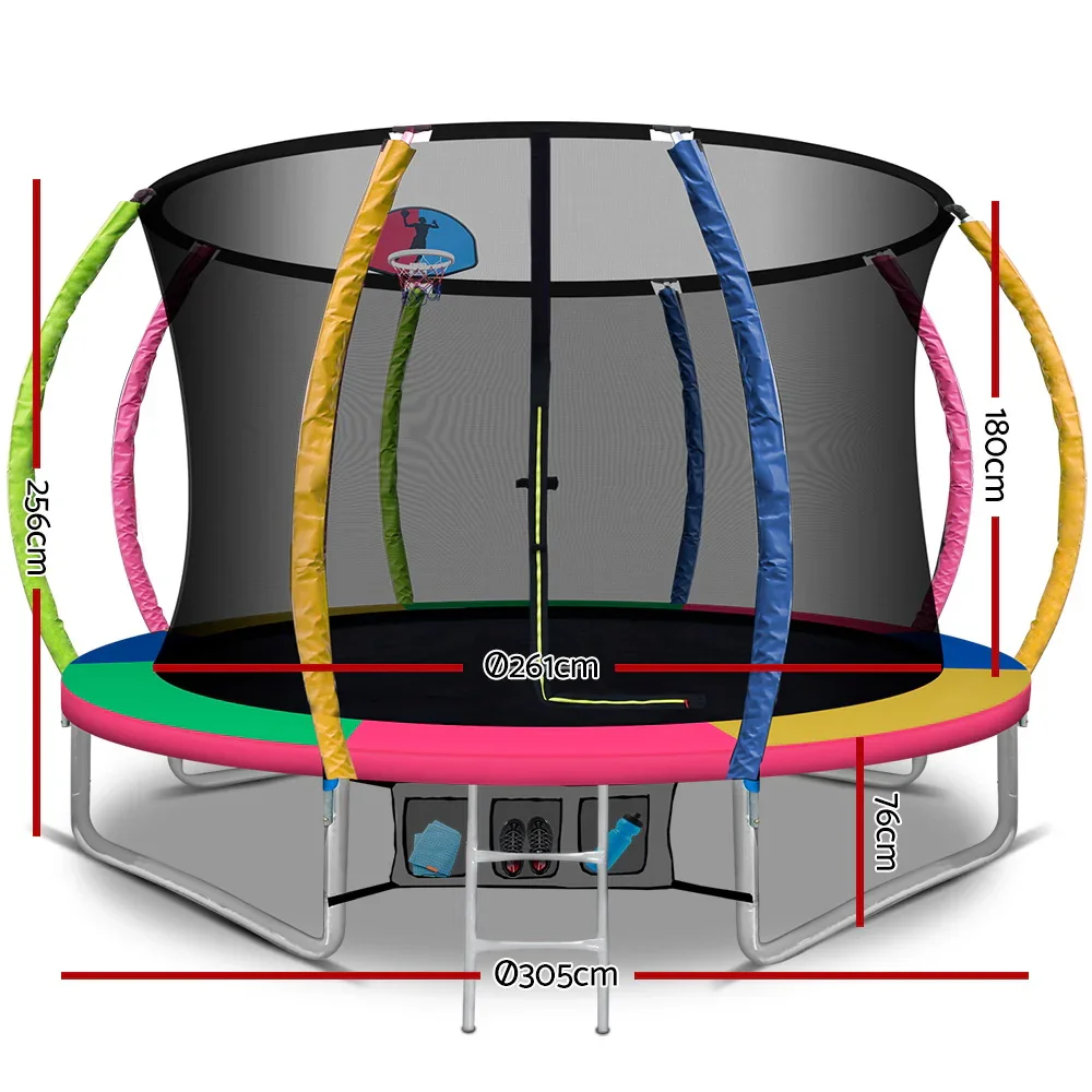 10FT Trampoline for Kids w/ Ladder Enclosure Safety Net Rebounder Colors - Image 3