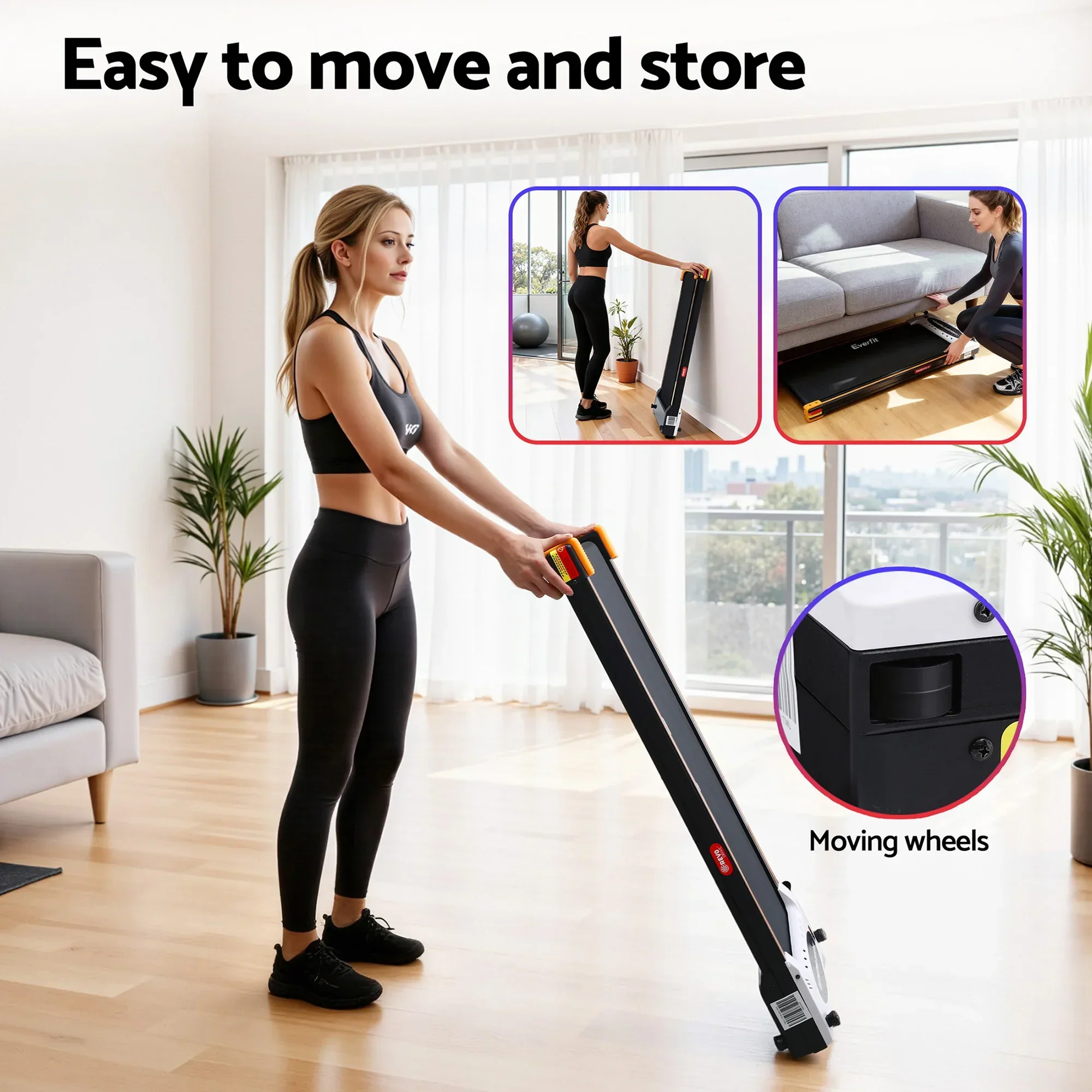 2 Side Walking Pad Treadmill with Massage Function Fitness 380mm Black - Image 7