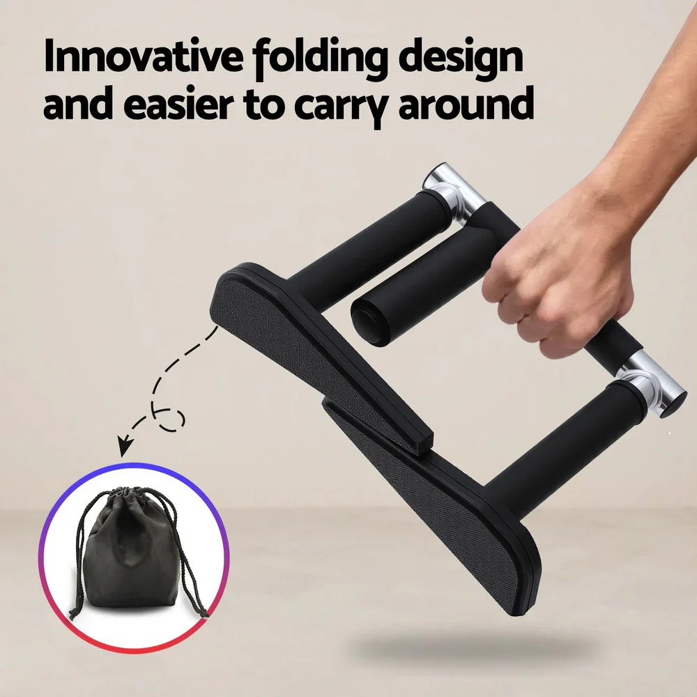 2Pcs/Set Pull Up Bar Portable Foldable Dip Station Multi Gym 120kg Home Power Station Black - Image 4