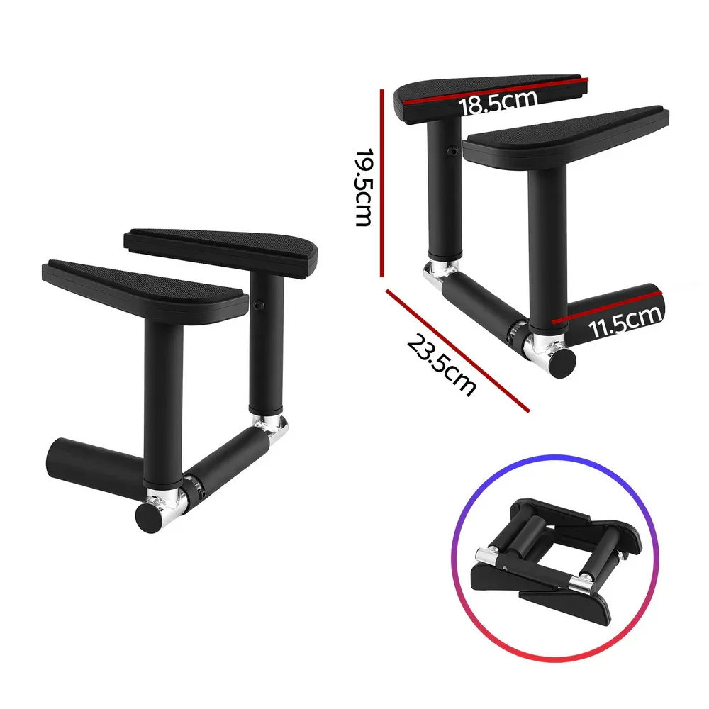 2Pcs/Set Pull Up Bar Portable Foldable Dip Station Multi Gym 120kg Home Power Station Black - Image 5