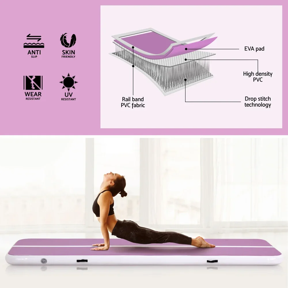 3M Air Track Gymnastics Tumbling Exercise Yoga Mat W/ Pump Inflatable Purple - Image 4