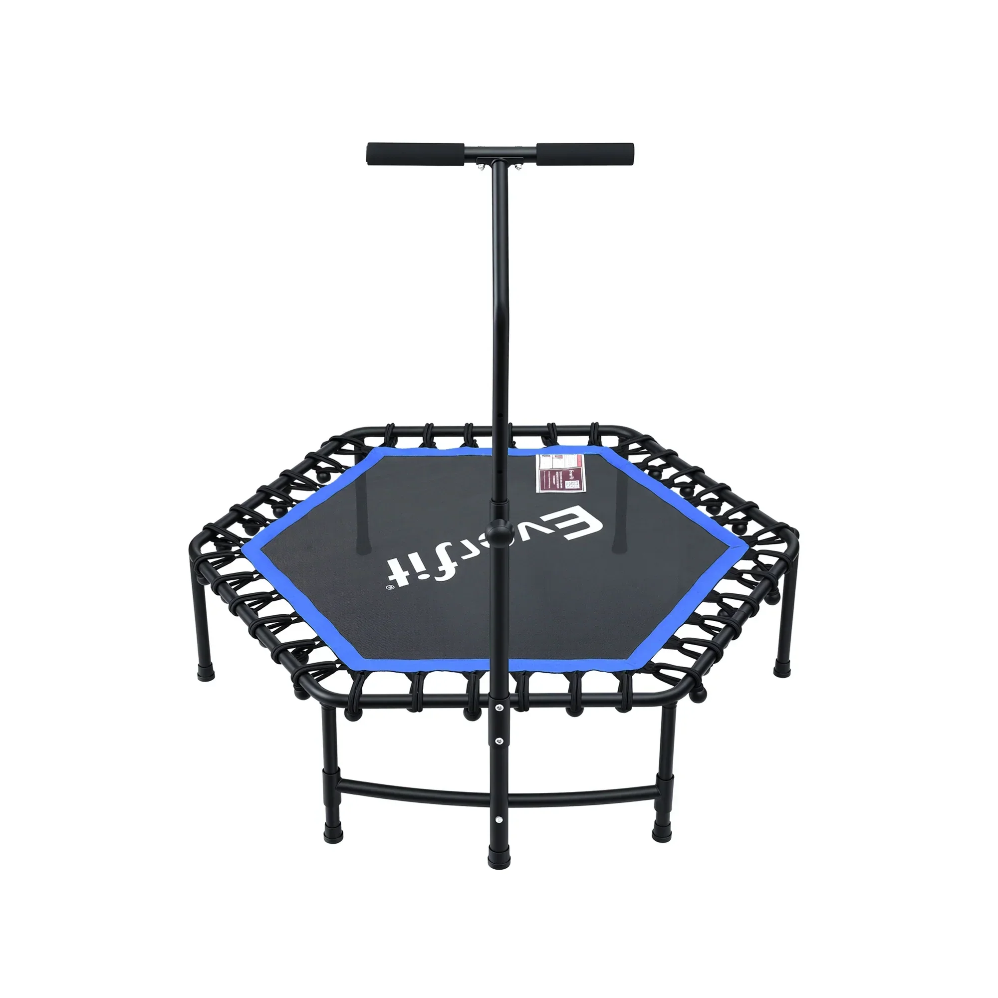 48inch Hexagon Fitness Trampoline Rebounder Adjustable Handrail Blue - Image 3